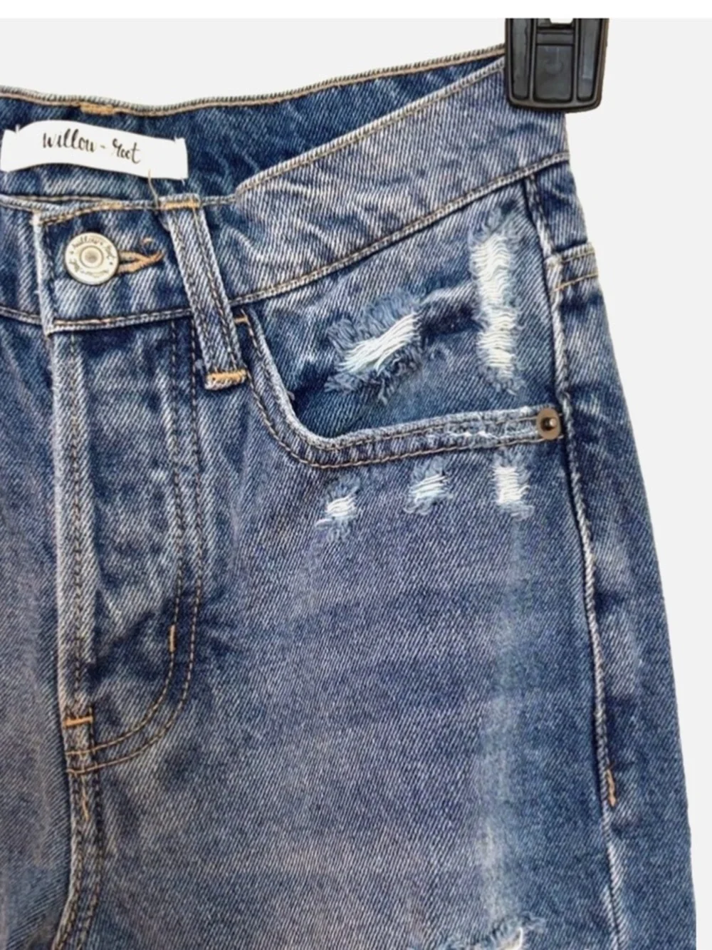 Willow & Root Dad Jeans XXS 22 Waist High Rise Distressed Straight Leg